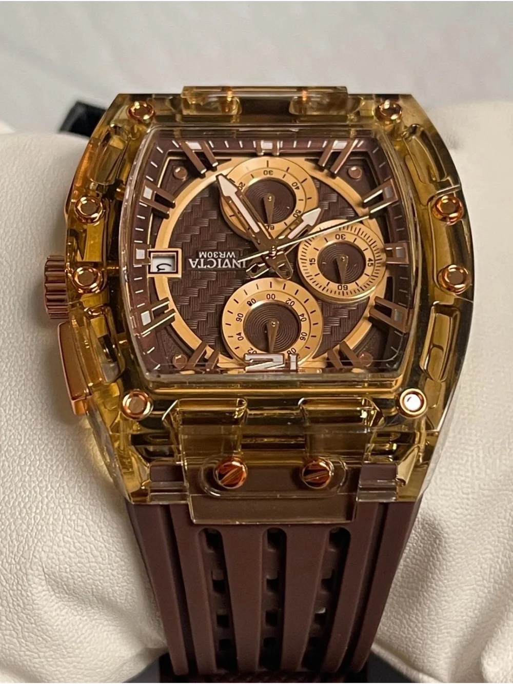 Invicta S1 Rally Allogrip Men 42mm Brown Tone Case Brown Metal Dial Brown Band